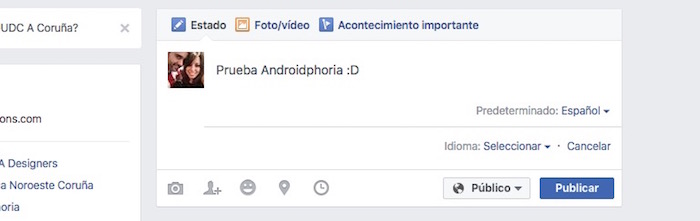 publicacion idiomas facebook