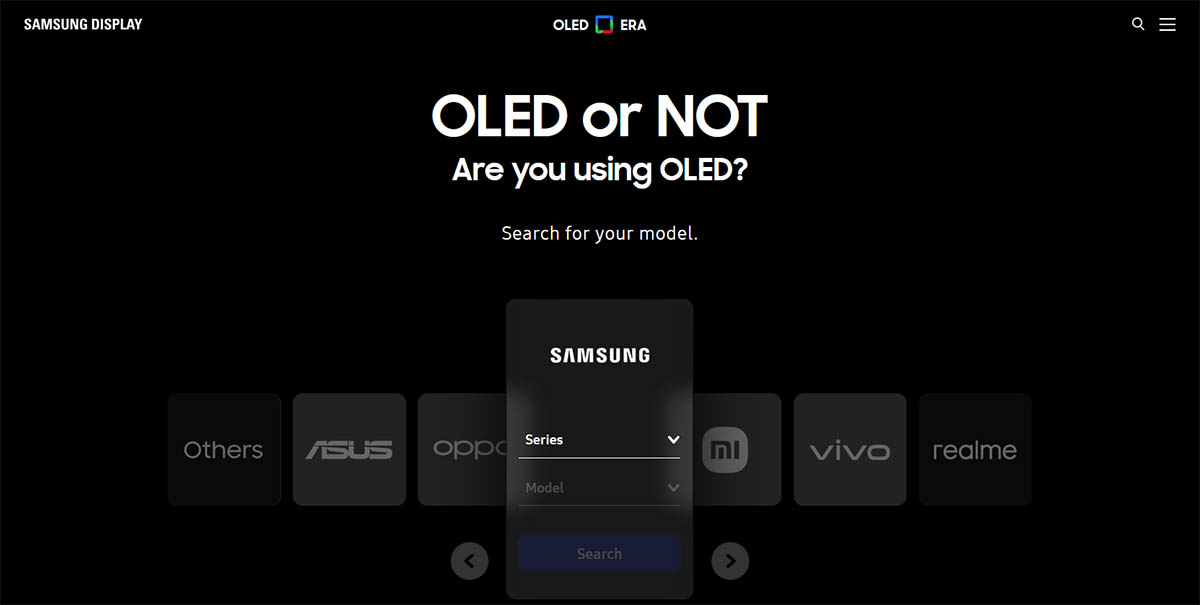 que es Samsung OLED Finder base de datos en linea pantallas OLED