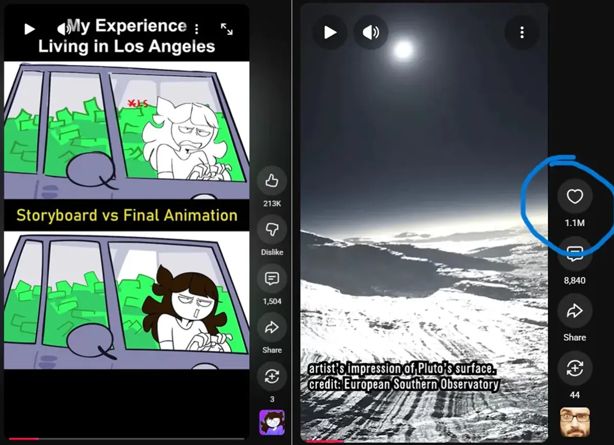 que paso con el boton Me gusta y No me gusta de YouTube Shorts Explicacion