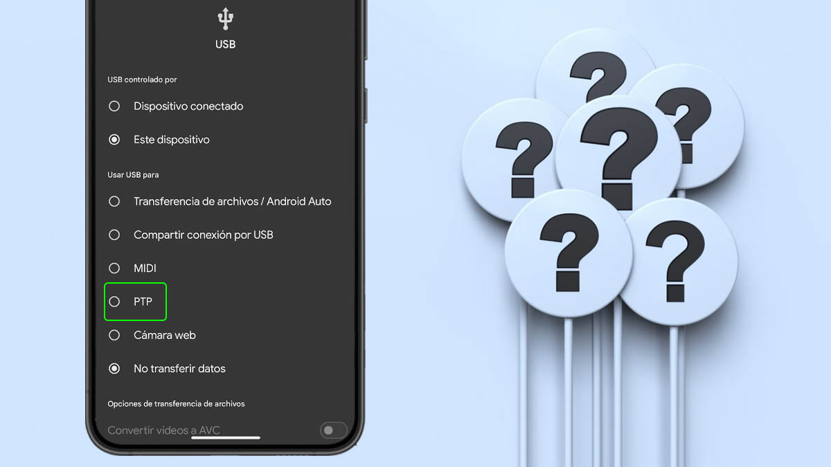 que significa conexion ptp android