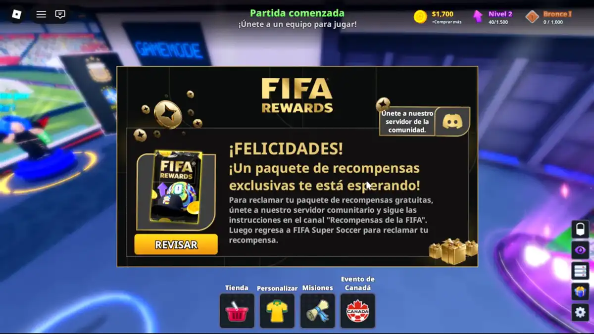 reclamar recompensas en FIFA Super Soccer