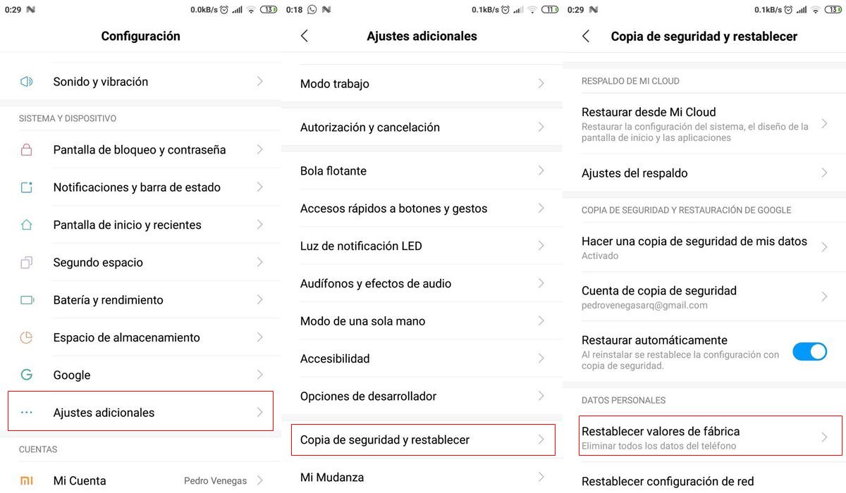 redmi Note 7 restablecer de fabrica