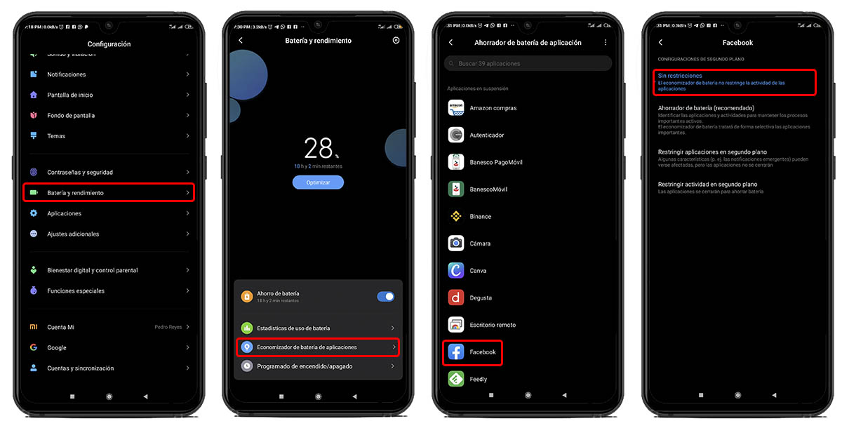 resolver el error de las notificaciones en MIUI deshabilitando el optimizador de batería