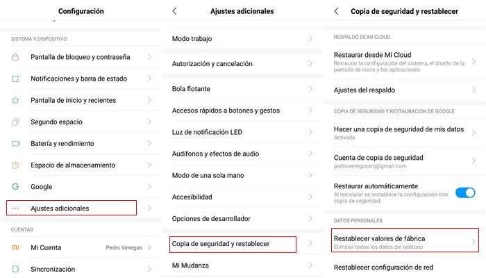 restauración de fabrica xiaomi mi a2