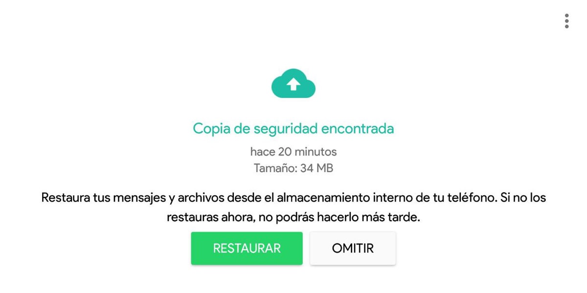 restaurar copia de seguridad en nube de whatsapp