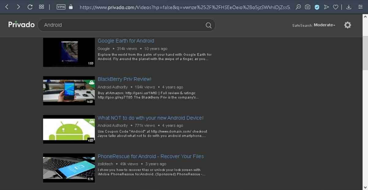 resultados de busqueda de videos en privado search