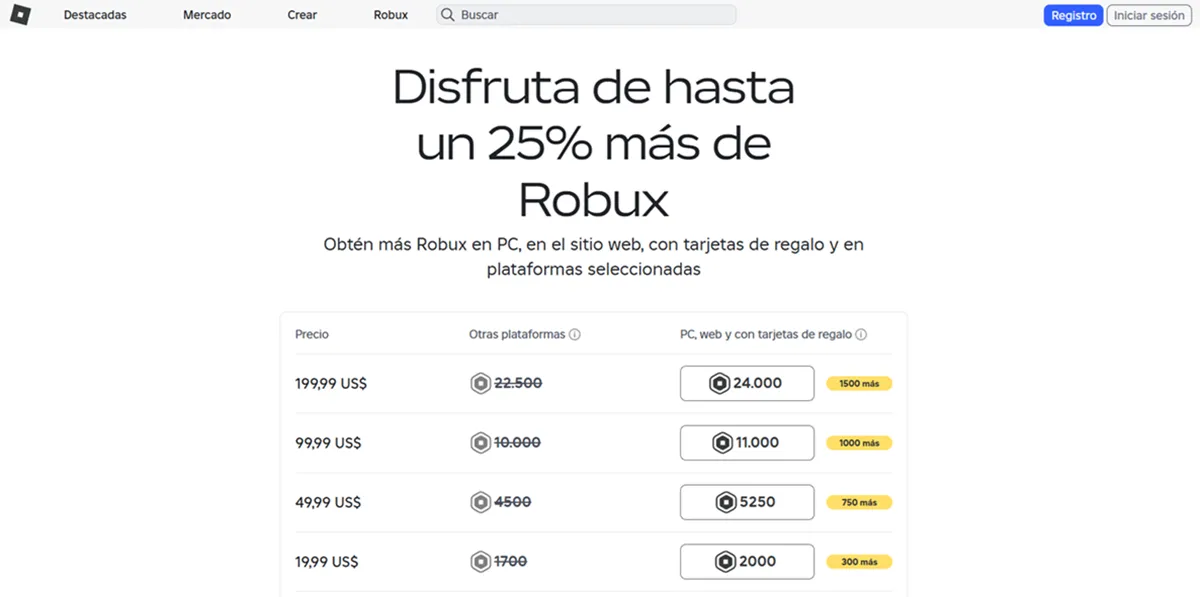 robux mas baratos en la web oficial de roblox