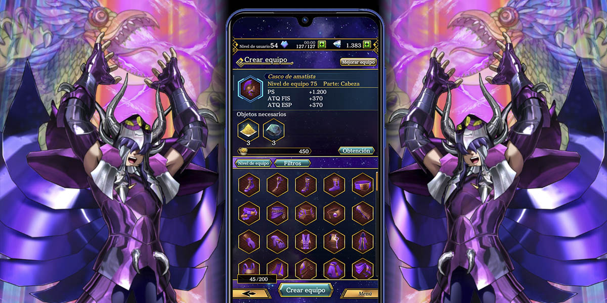 saint seiya shining soldiers cómo crear equipo