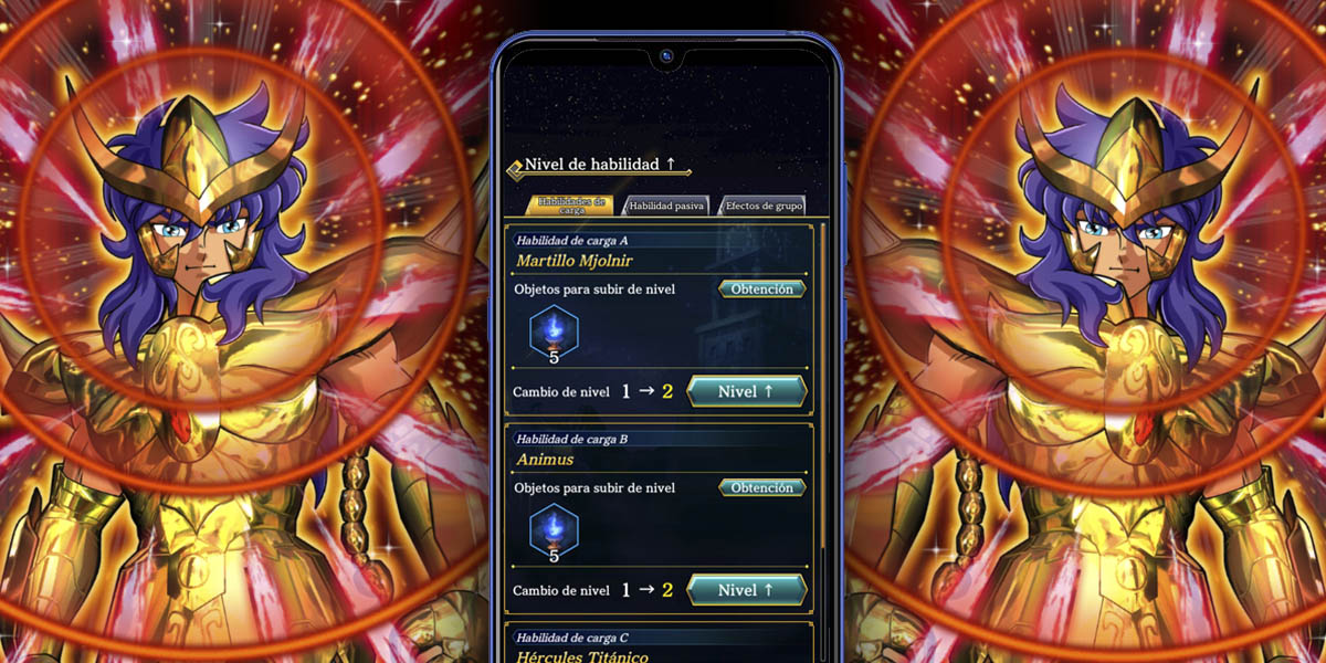 saint seiya shining soldiers mejorar habilidades de carga