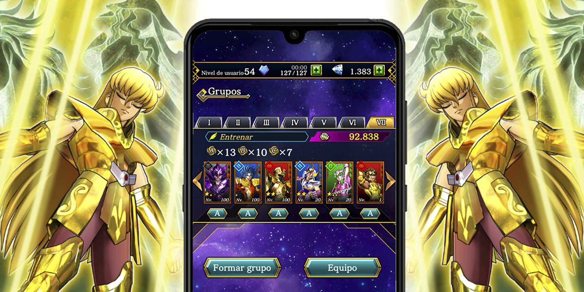 saint seiya shining soldiers subir nivel repartiendo experiencia