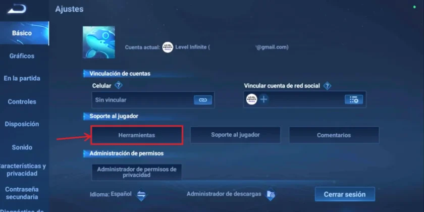 segundo paso para cambiar de region en Honor of Kings