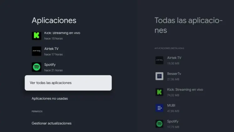 selecciona ver todas las aplicaciones en google tv
