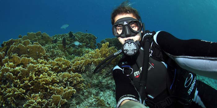 selfie bajo agua
