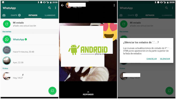 silenciar los estados de WhatsApp de otros contactos