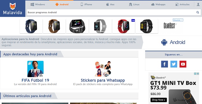 sitio web malavida android