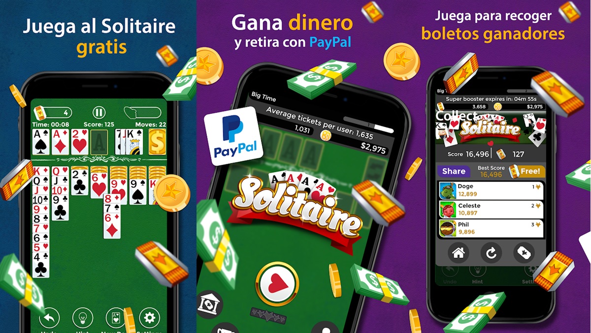 solitaire juego ganar dinero android