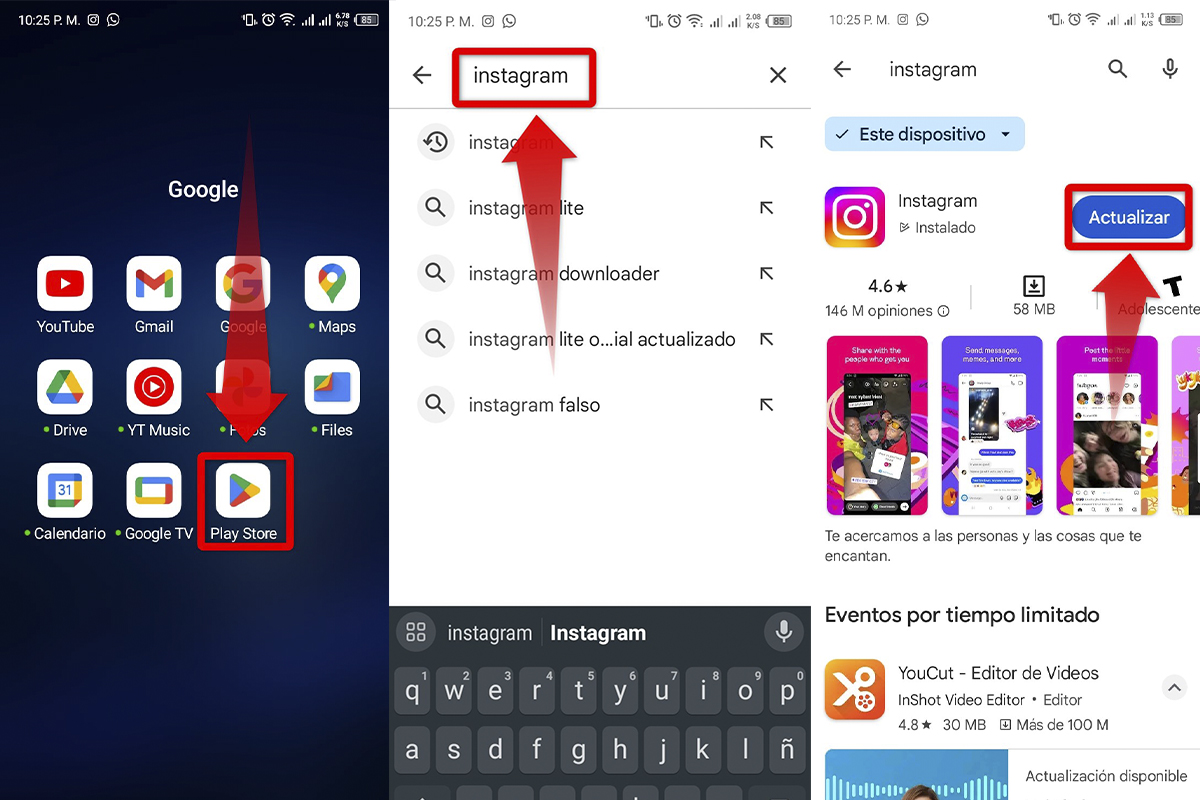 Actualiza la aplicación para resolver el problema de stories en negro en Instagram