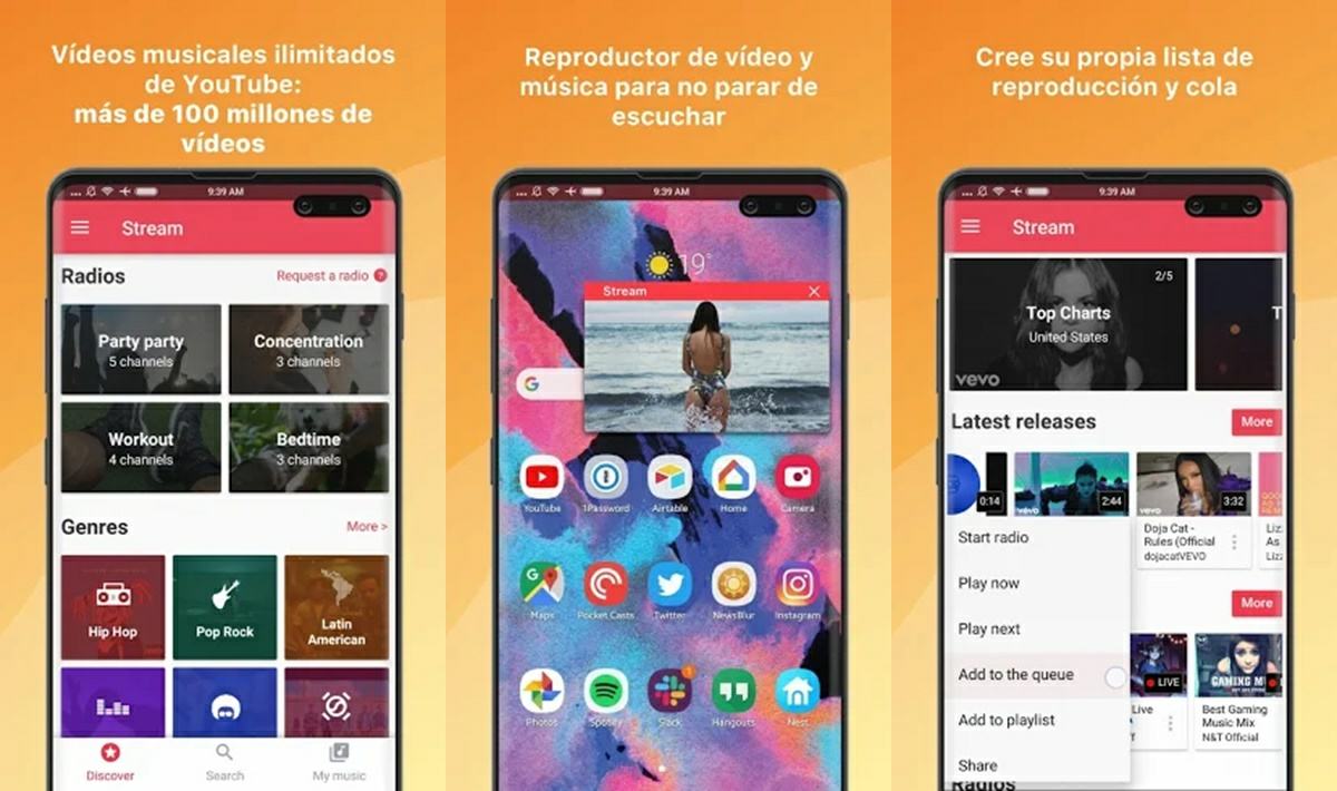 stream aplicaciones para escuchar musica youtube