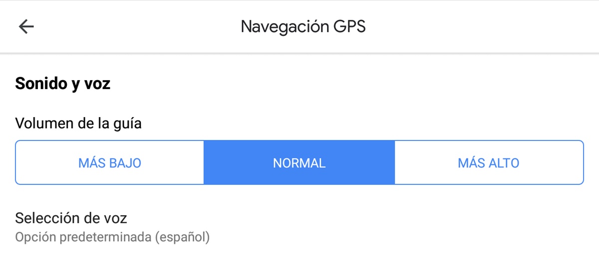 subir bajar volumen voz google maps