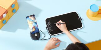 tableta de dibujo ugee m908 con smartphone