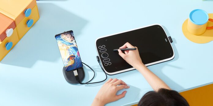 tableta de dibujo ugee m908 con smartphone