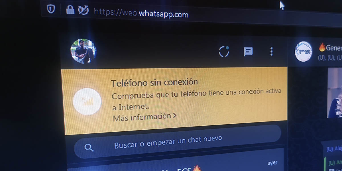 teléfono sin conexión whatsapp web