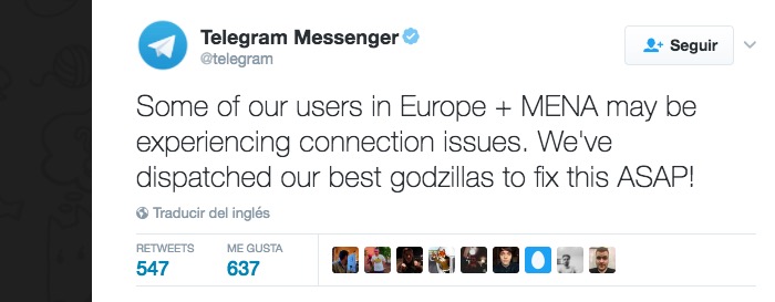 telegram esta caido no funciona