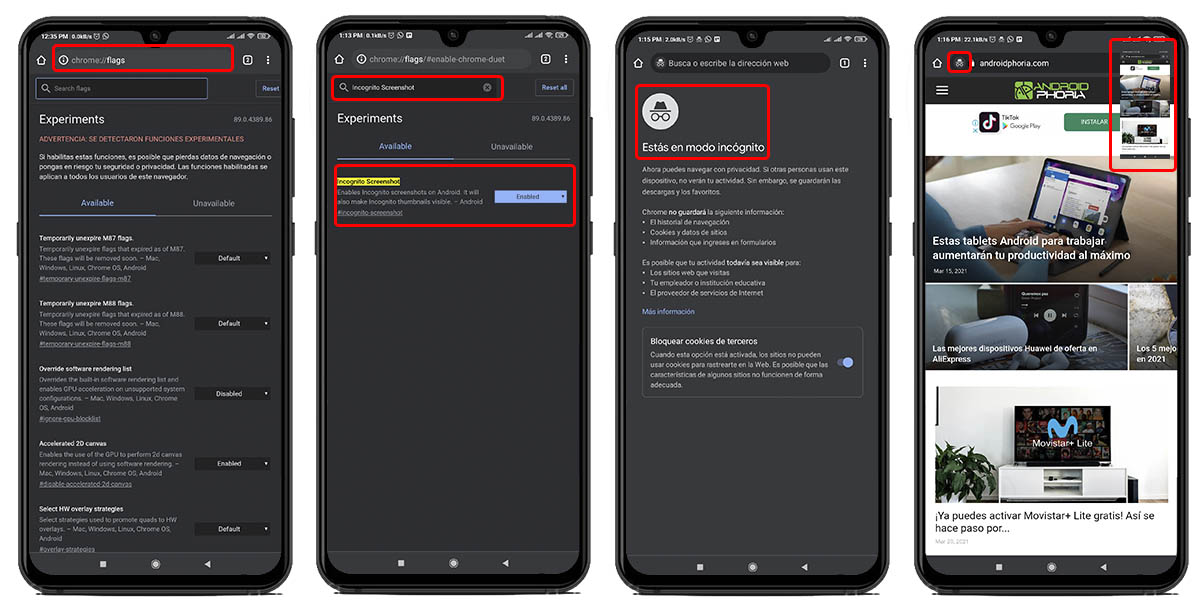 tomar capturas modo incógnito chrome