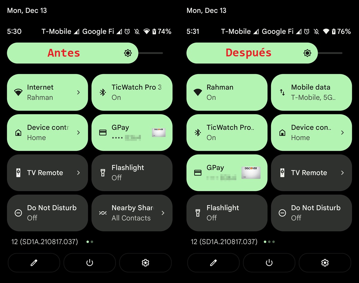 traer de vuelta los iconos de wifi datos moviles en android 12