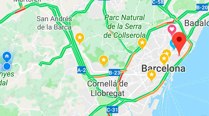 trafico a tiempo real en Google Maps