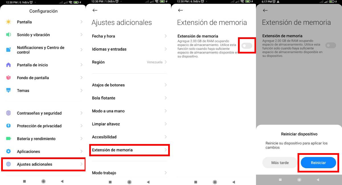 tutorial para activar la memoria virtual en xiaomi