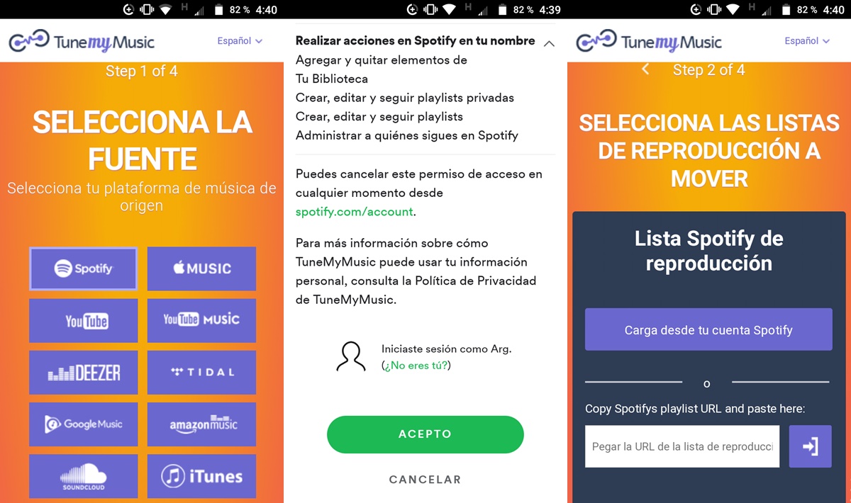 tutorial pasar listas de spotify a YouTube