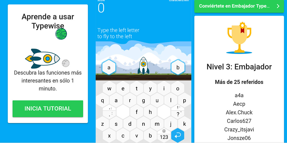 tutorial y juego de typewise