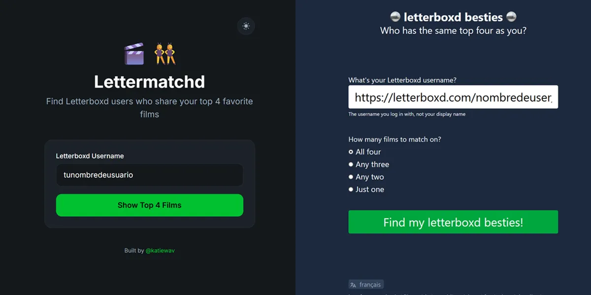 usar pagina web externa a letterboxd para ver quien mas tiene tu top 4