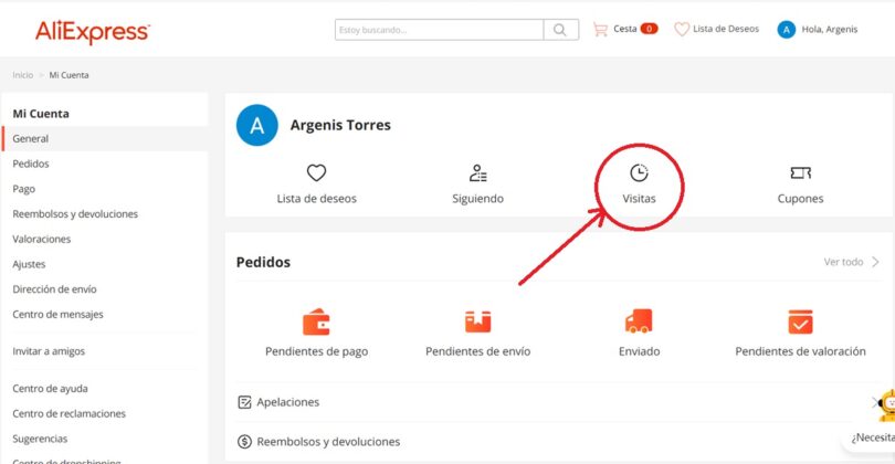 ver las visitas de aliexpress desde tu ordenador