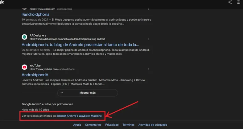 ver version antigua de pagina web en google 2