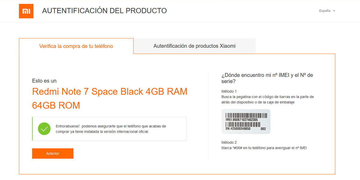 verificación IMEI Xiaomi