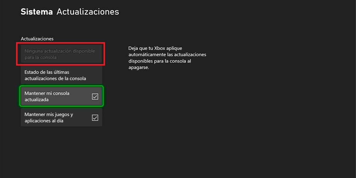 verificar si hay actualizaciones disponibles en xbox