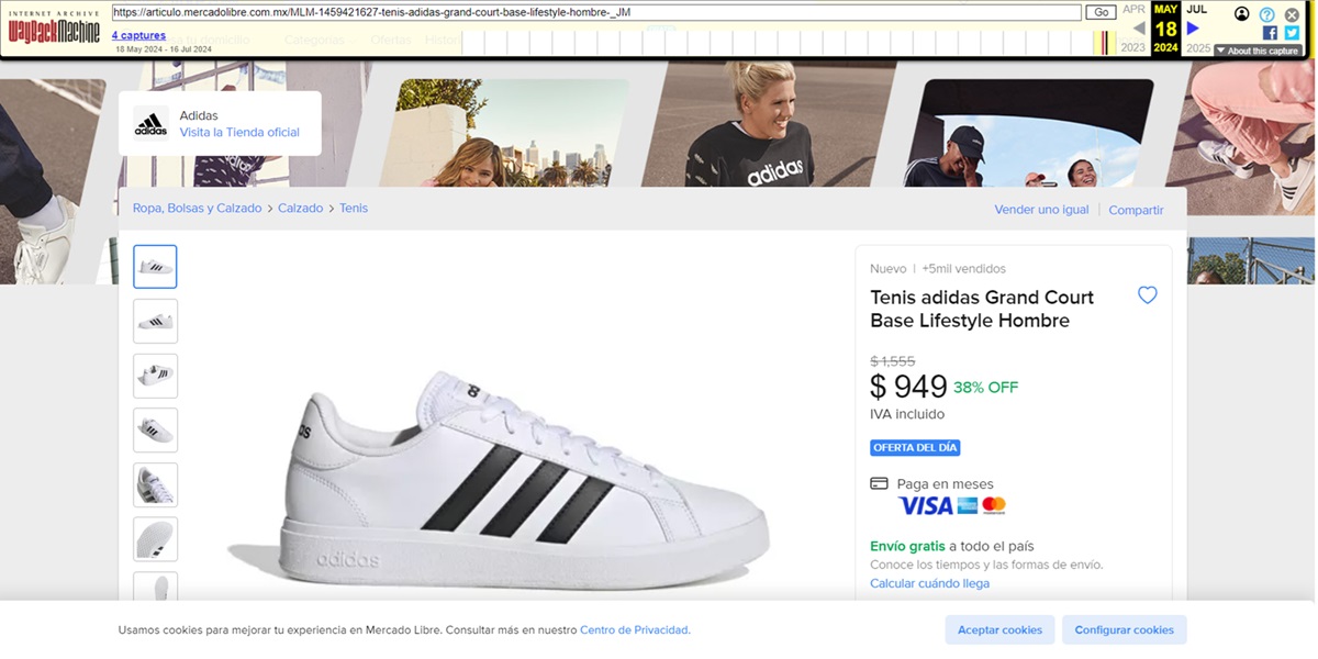 wayback machine para ver historial de precios de mercadolibre