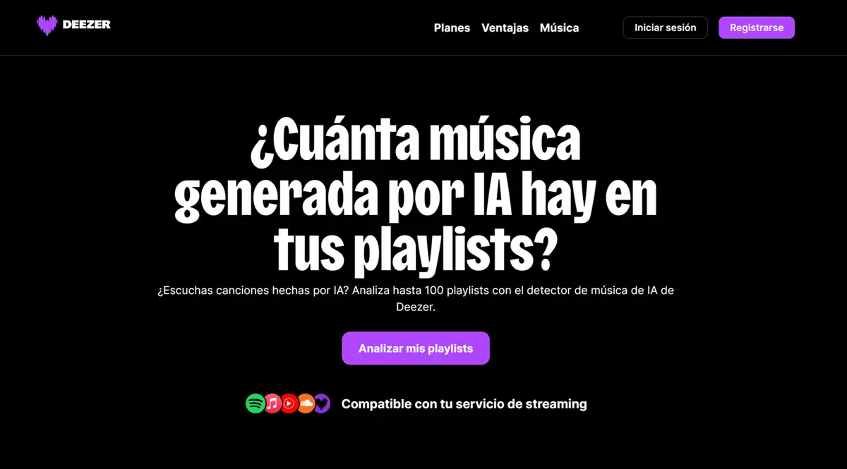 web del detector de ia de Deezer