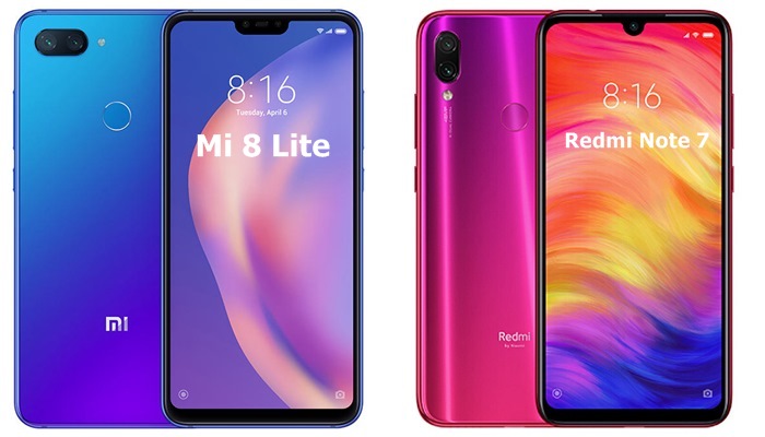 xiaomi mi 8 lite vs xiaomi redmi note 7