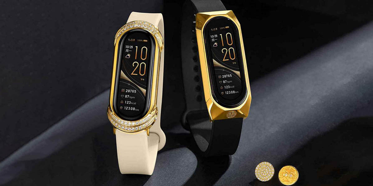 xiaomi mi band de lujo oro y diamantes